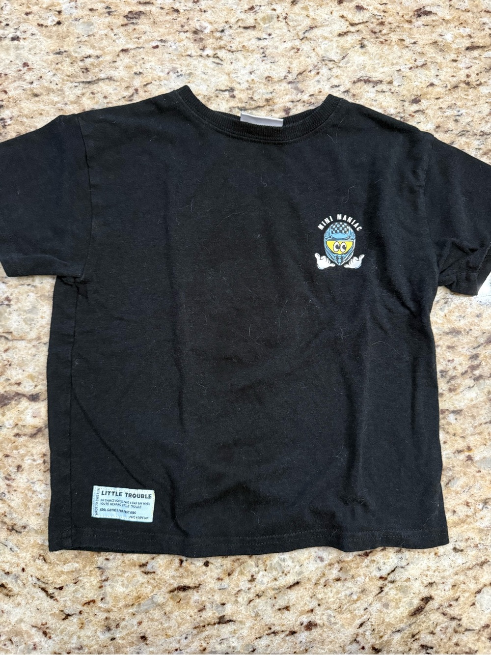 Kids Black 'Mini Maniac' Graphic Short Sleeve Tee